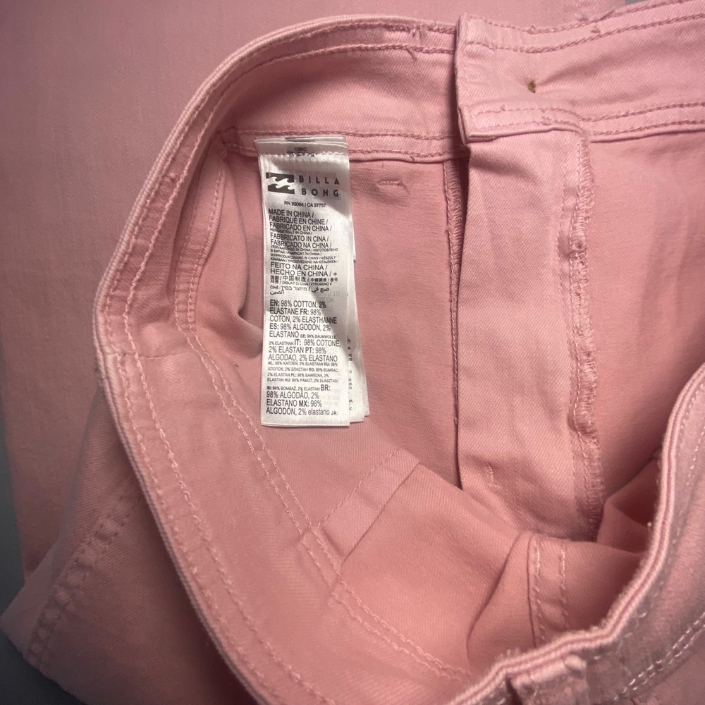 Billabong Women's Pink Wide Leg Crop Jeans Raw Hem Denim Size 28 - Picture 7 of 9